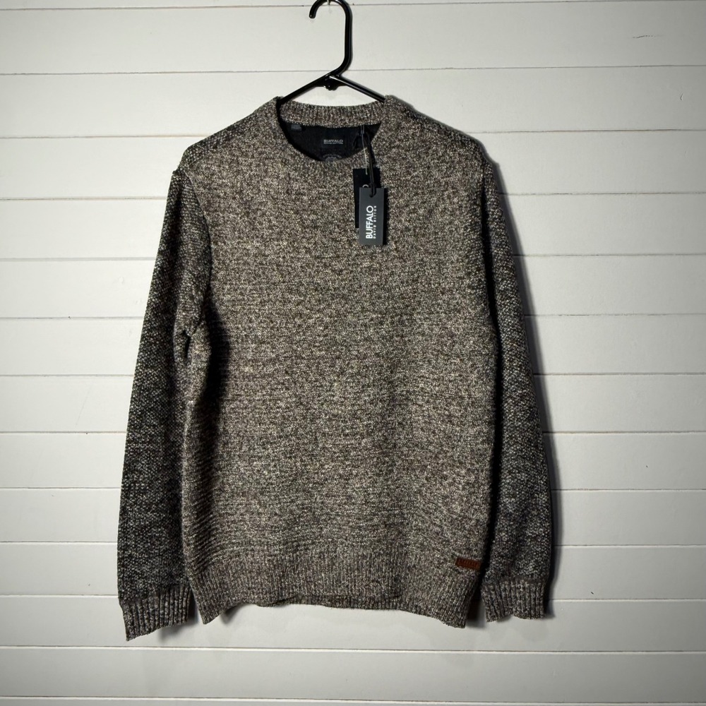 Buffalo David Bitton Warrin Mens Brown Marled Crew Neck Sweater Medium